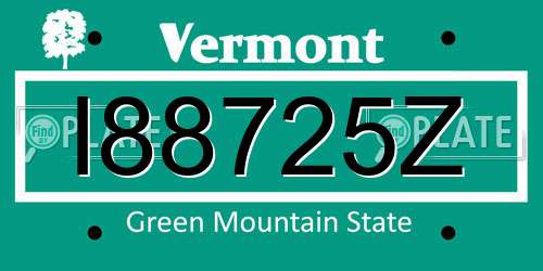 I88725Z Vermont License Plate