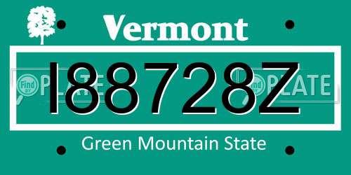 I88728Z Vermont License Plate