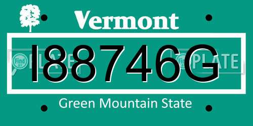 I88746G Vermont License Plate