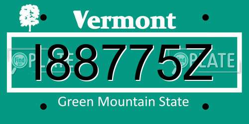 I88775Z Vermont License Plate
