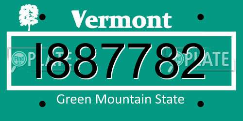 I887782 Vermont License Plate