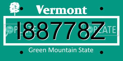 I88778Z Vermont License Plate