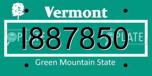 I887850 Vermont License Plate