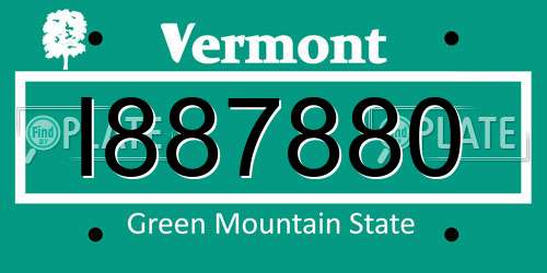 I887880 Vermont License Plate