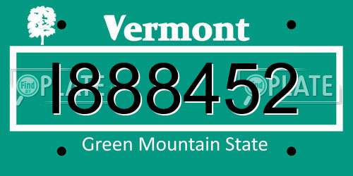 I888452 Vermont License Plate