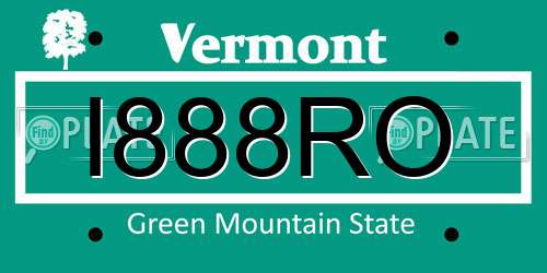 I888RO Vermont License Plate