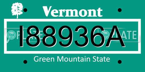 I88936A Vermont License Plate