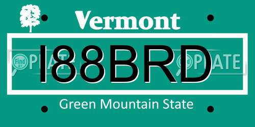 I88BRD Vermont License Plate