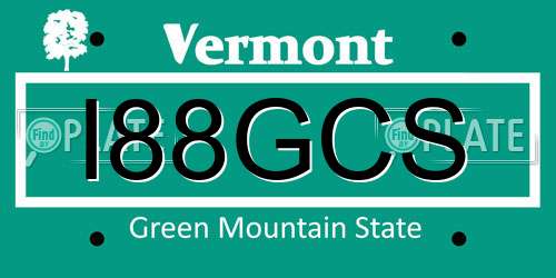 I88GCS Vermont License Plate
