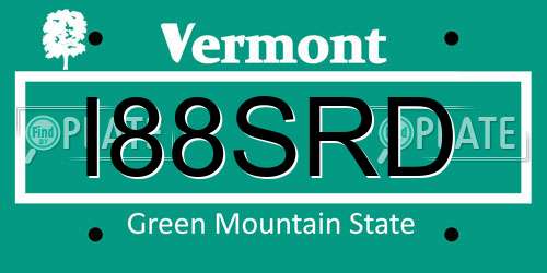 I88SRD Vermont License Plate