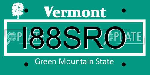 I88SRO Vermont License Plate