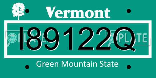 I89122Q Vermont License Plate