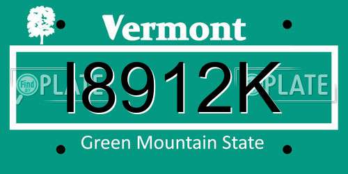 I8912K Vermont License Plate