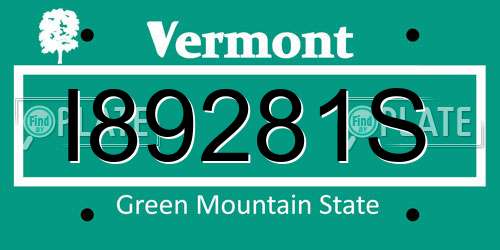 I89281S Vermont License Plate