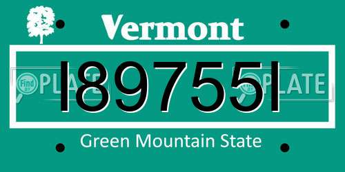I89755I Vermont License Plate