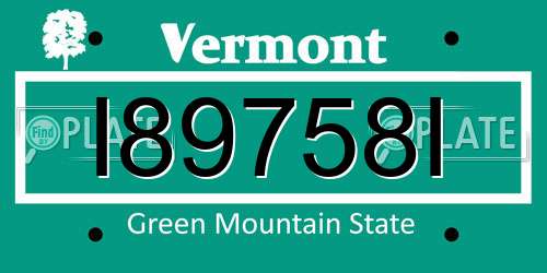I89758I Vermont License Plate