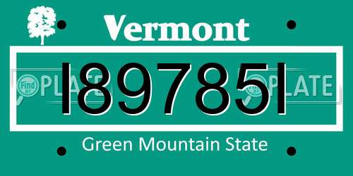 I89785I Vermont License Plate