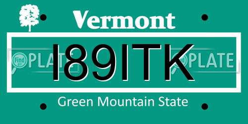 I89ITK Vermont License Plate
