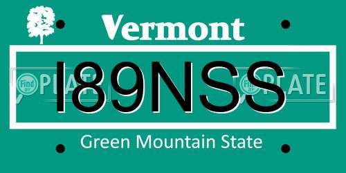 I89NSS Vermont License Plate