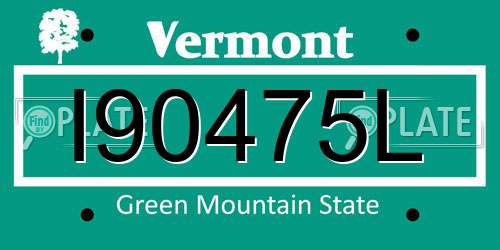I90475L Vermont License Plate