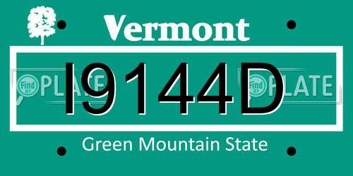 I9144D Vermont License Plate