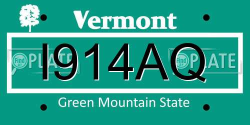 I914AQ Vermont License Plate