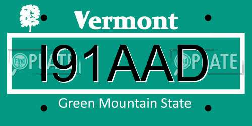 I91AAD Vermont License Plate