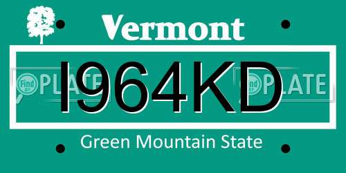 I964KD Vermont License Plate