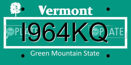 I964KQ Vermont License Plate