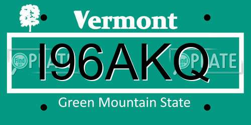 I96AKQ Vermont License Plate