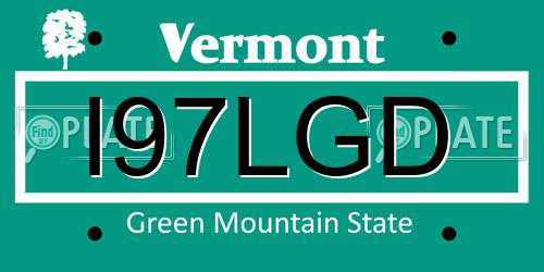 I97LGD Vermont License Plate
