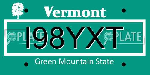 I98YXT Vermont License Plate