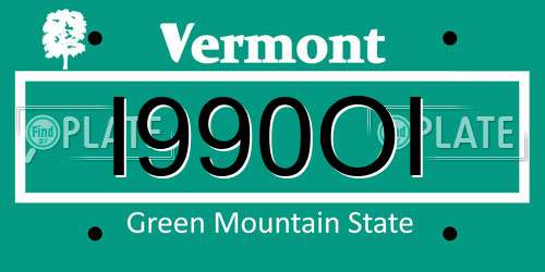 I990OI Vermont License Plate