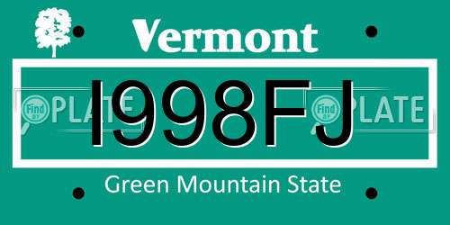 I998FJ Vermont License Plate