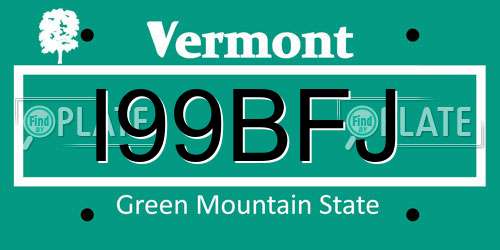 I99BFJ Vermont License Plate