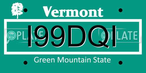 I99DQI Vermont License Plate