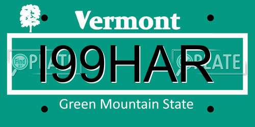 I99HAR Vermont License Plate