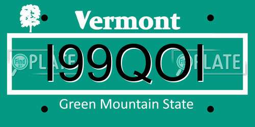 I99QOI Vermont License Plate