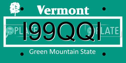 I99QQI Vermont License Plate