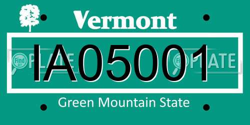 IA05001 Vermont License Plate
