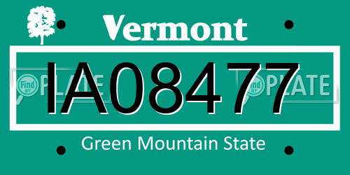 IA08477 Vermont License Plate