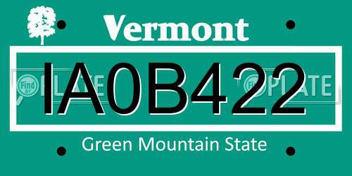 IA0B422 Vermont License Plate