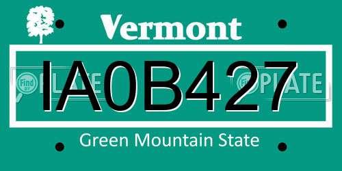IA0B427 Vermont License Plate