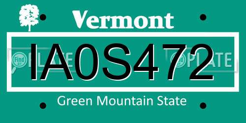 IA0S472 Vermont License Plate