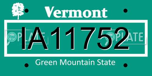 IA11752 Vermont License Plate