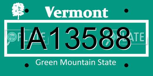 IA13588 Vermont License Plate