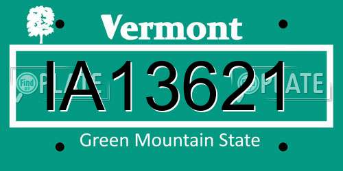 IA13621 Vermont License Plate