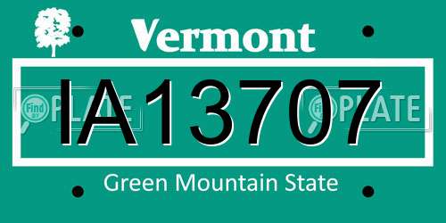 IA13707 Vermont License Plate