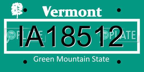 IA18512 Vermont License Plate
