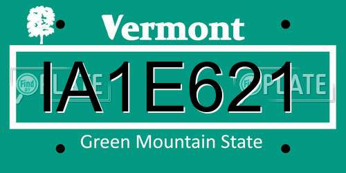 IA1E621 Vermont License Plate